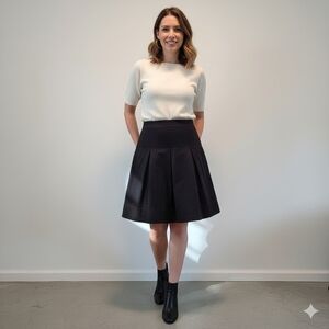 Talbots Black Textured Fit & Flare Pleated Skirt Size 4